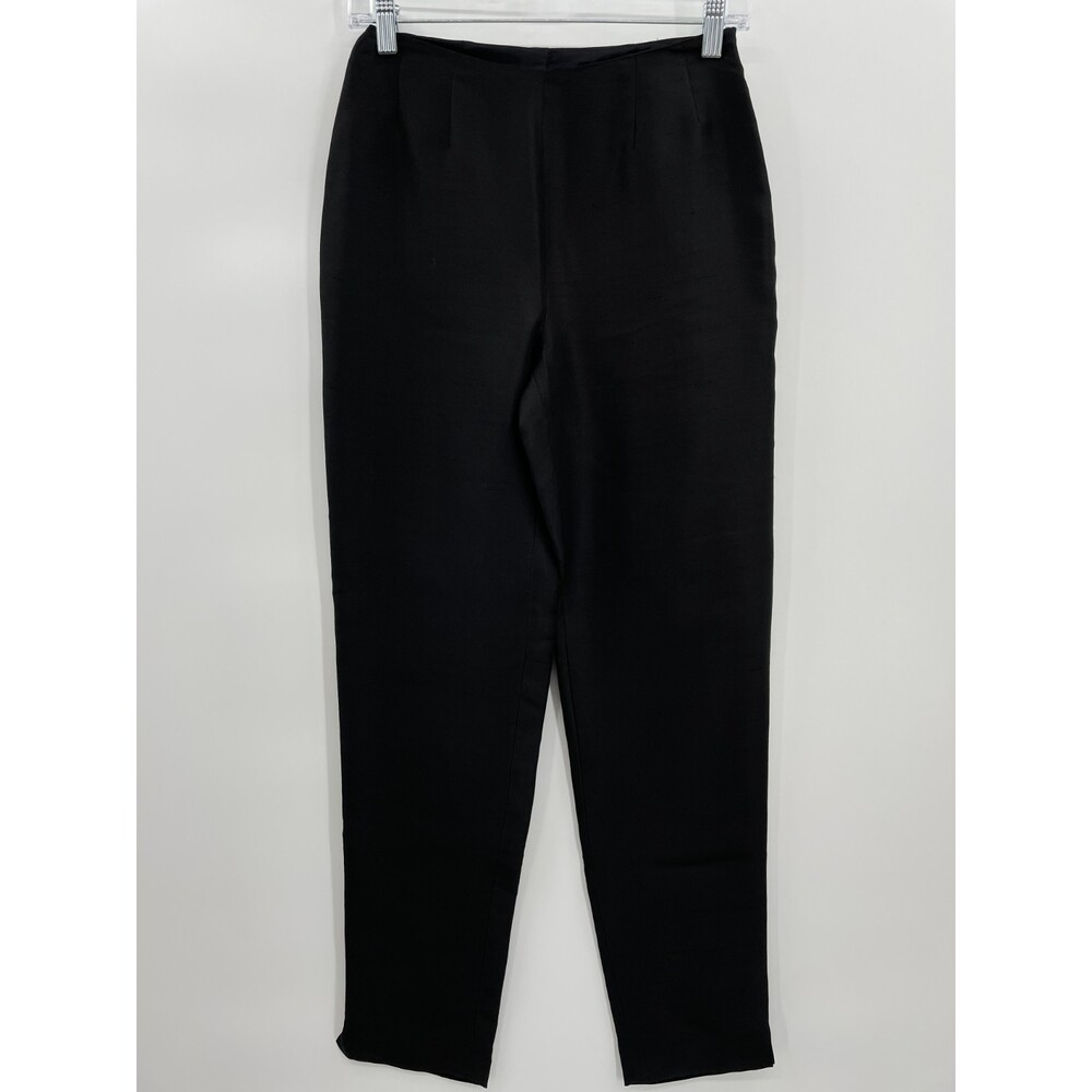 HUGO BUSCATI Black 100% Silk Pocketless Tapered Trouser Slacks Size 4